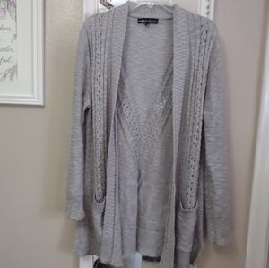 Light Gray Open-Front Cardigan